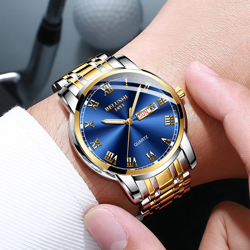 POEDAGAR Top Brand Luxury Mens Watches Luminous Waterproof Stainless Steel Watch Men Date Calendar Business Quartz Wristwatch