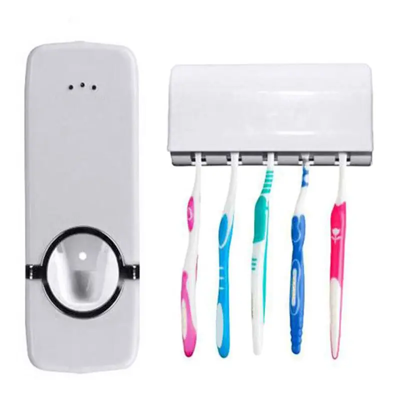 Bathroom Accessories Set Toothbrush Holder Automatic Toothpaste Dispenser Holder Toothbrush Wall Mount Rack Bathroom Tools Set
