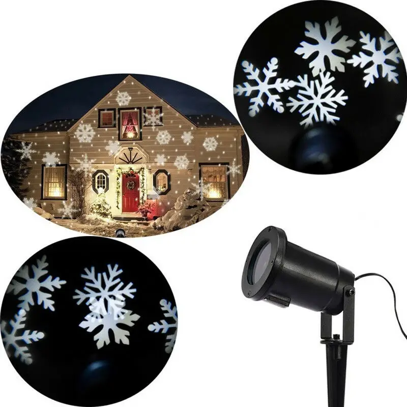 Outdoor Moving Snowflake LED Laser Light Projector Landscape Xmas Garden Lamp