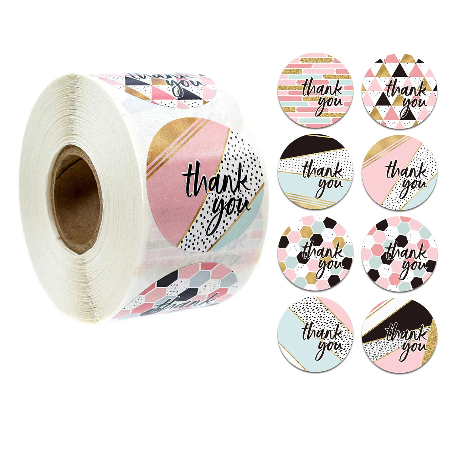 1 Roll(500Pcs) Flowers Thank You Sticker Paper Labels Round Reward scrapbooking Stickers Envelope Seals Stickers Stationery 