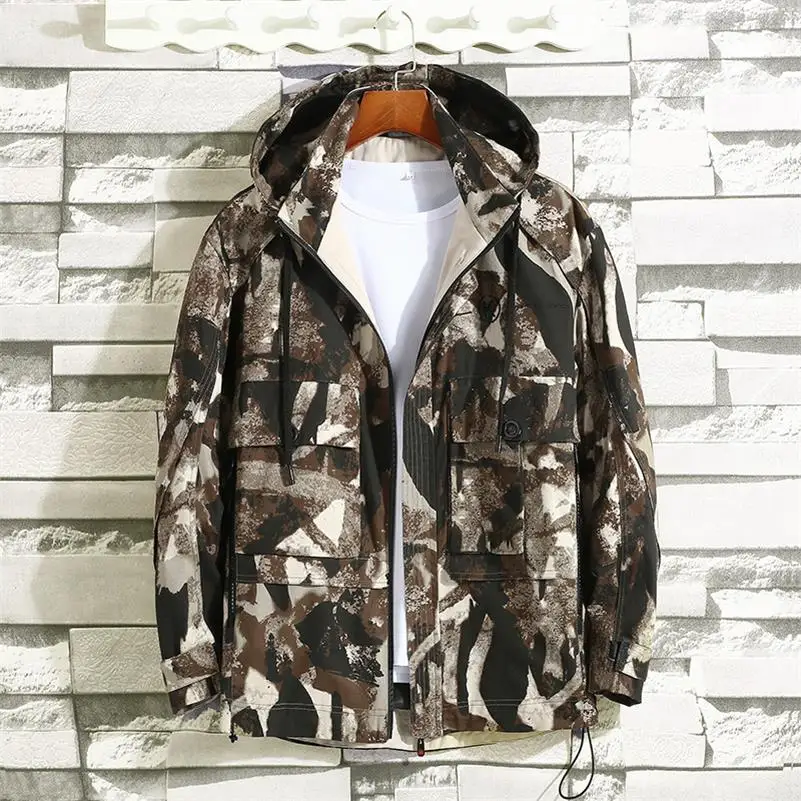 Новинка плюс 10XL 9XL 8XL хлопковые мужские куртки камуфляжные военные пальто с капюшоном Повседневная Мужская ветровка на молнии брендовая мужская одежда - Цвет: Khaki