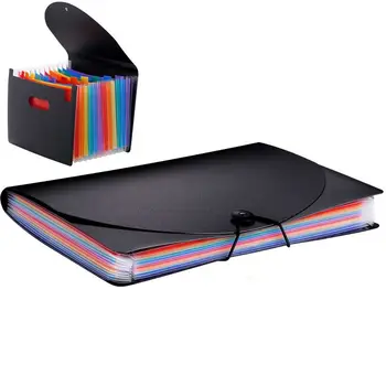 

13 Pockets File Folder Document Organizer Expanding File Bag Rainbow Color Accordion Folder A4 Size with File Guides Paper Tags