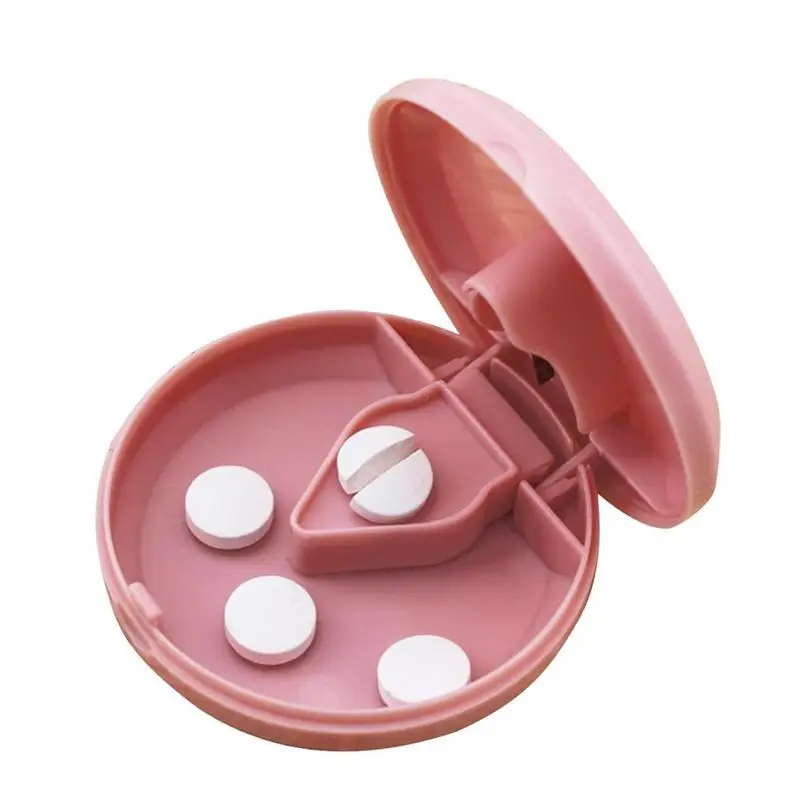 

3pcs Cutting Medicine Box Round Pill Splitter Storage Box Tablets Divider Grind Pill Case Medicine Cutter Crusher