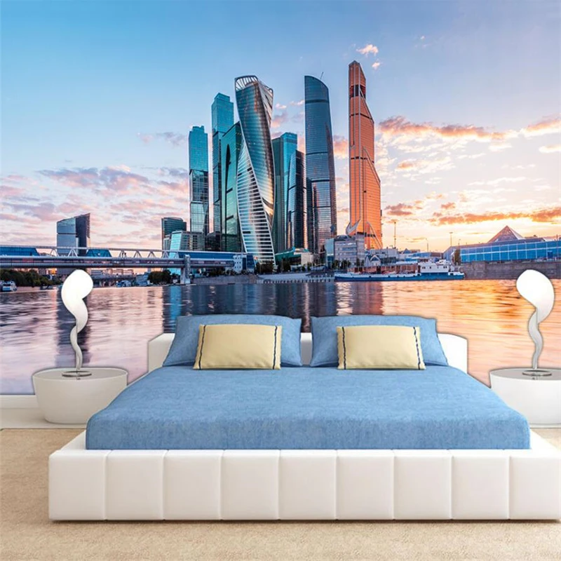 Beibehang-European-high-definition-modern-harbour-city-landscape-background-custom-large-mural-green-wallpaper-papel-de (2)