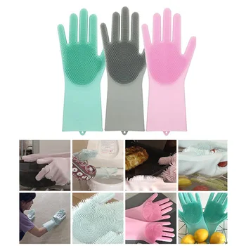 

1Pc Magic Silicone Cleaning Brush Scrubber Gloves Heat Resistant Scrub Tool B88