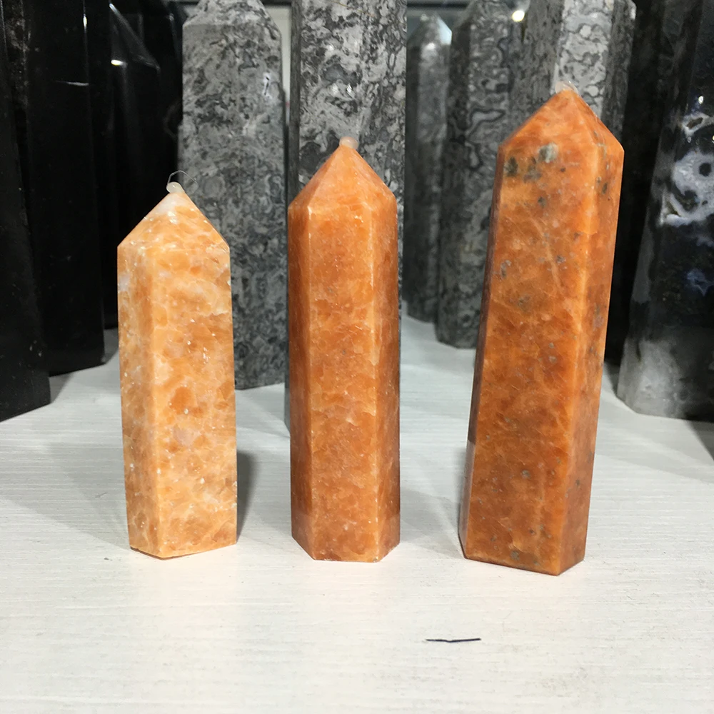 

1pc Natural Golden Sun Stone Small Pillars Home Living Room Decoration Art Ornaments Open Chakras To Restore Spiritual Power