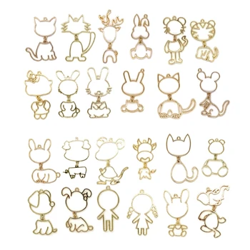 

12Pcs Animal Resin Frame Pendant Bezel Charms Hollow Mold Pendant Jewelry Making AXYD