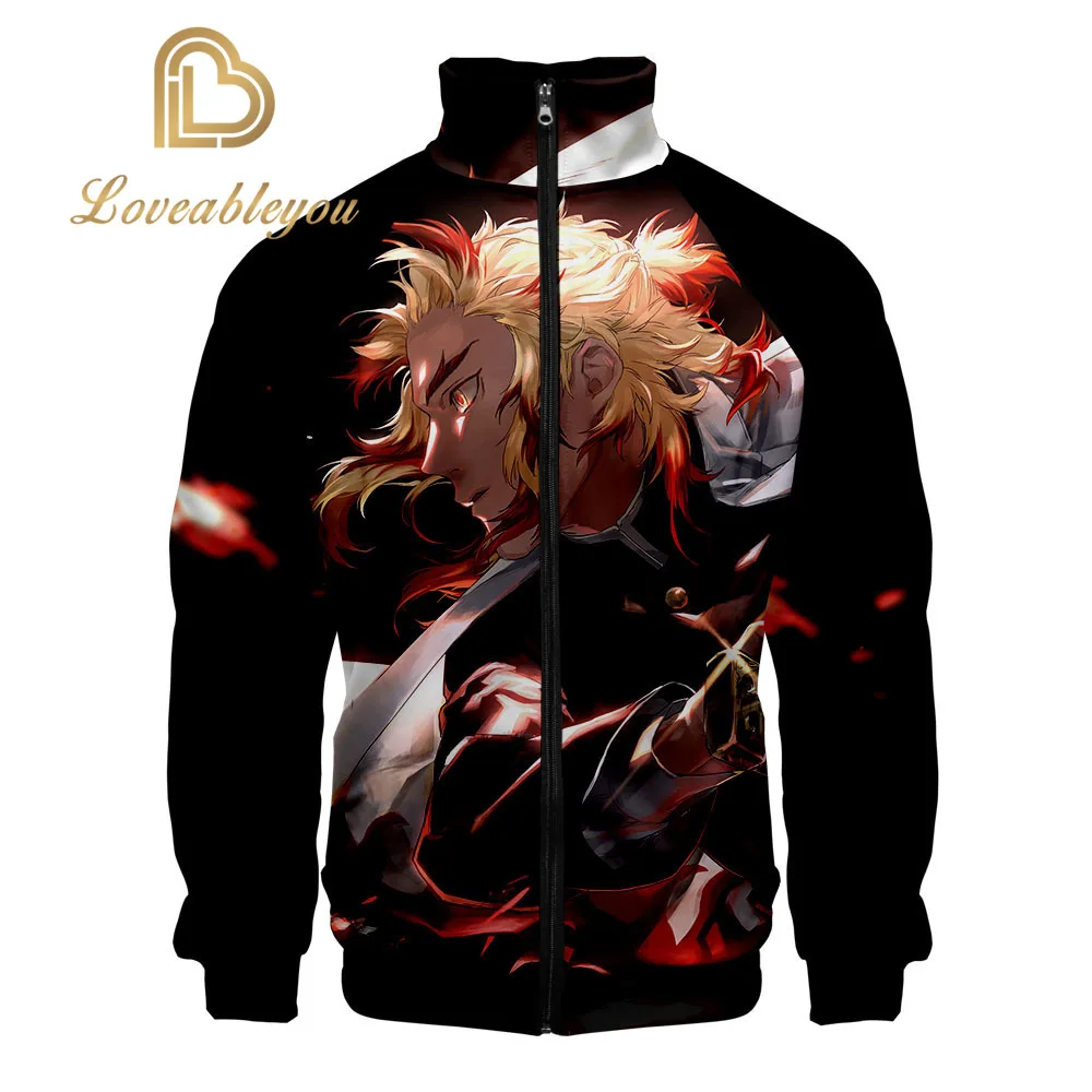 

Stand Collar Jackets Demon Slayer Kimetsu No Yaiba Jackets Men Women Casual Jackets Zipper Coat