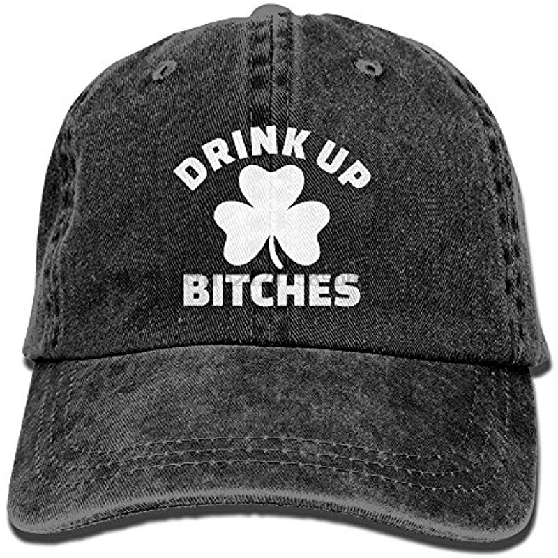 Пейте вверх суки с трилистником мыть ретро регулируемые джинсы кепки тренажерный зал кепки для взрослых