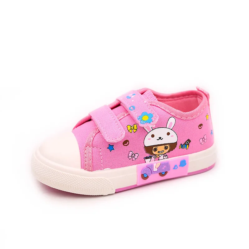 

Spring New Style Anti-slip Children Canvas Shoes Korean-style Breathable White Shoes Cartoon Velcro Casual Shoes