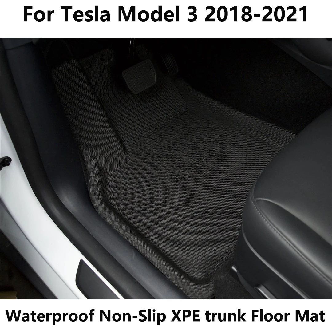 Almohadilla de pie especial de recubrimiento completo para Tesla Model 3, esteras para maletero TPE XPE, impermeables, antideslizantes, accesorios, esteras para maletero, 2013-2021