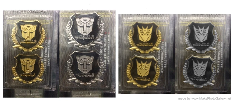 Car Metal Luminous Light Grille Badge Emblem Transformers Decepticon Gold Silver