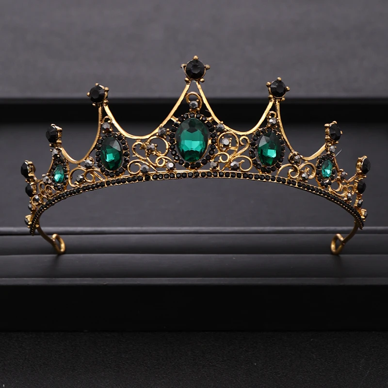 Vintage Green Rhinestones Crystal Wedding Crown Bridal Tiara Headpiece Jewelry Hair Ornament jewelry accessories jewelry set hair accessory hair headdress bridal headwear hair band crown