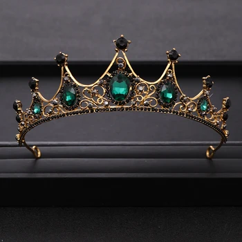 

Vintage Green Rhinestones Crystal Wedding Crown Bridal tiara Headpiece Jewelry Hair ornament Wedding Hair Jewelry Bridal Crown