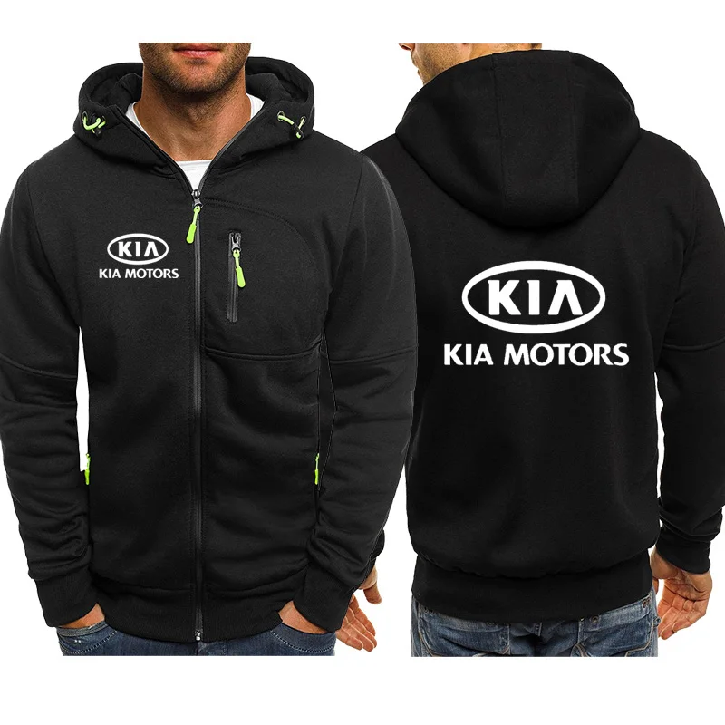 Мужские толстовки с капюшоном с логотипом KIA Car, повседневные толстовки с капюшоном в стиле хип-хоп Харадзюку с длинным рукавом, мужская куртка на молнии, мужская толстовка с капюшоном, одежда