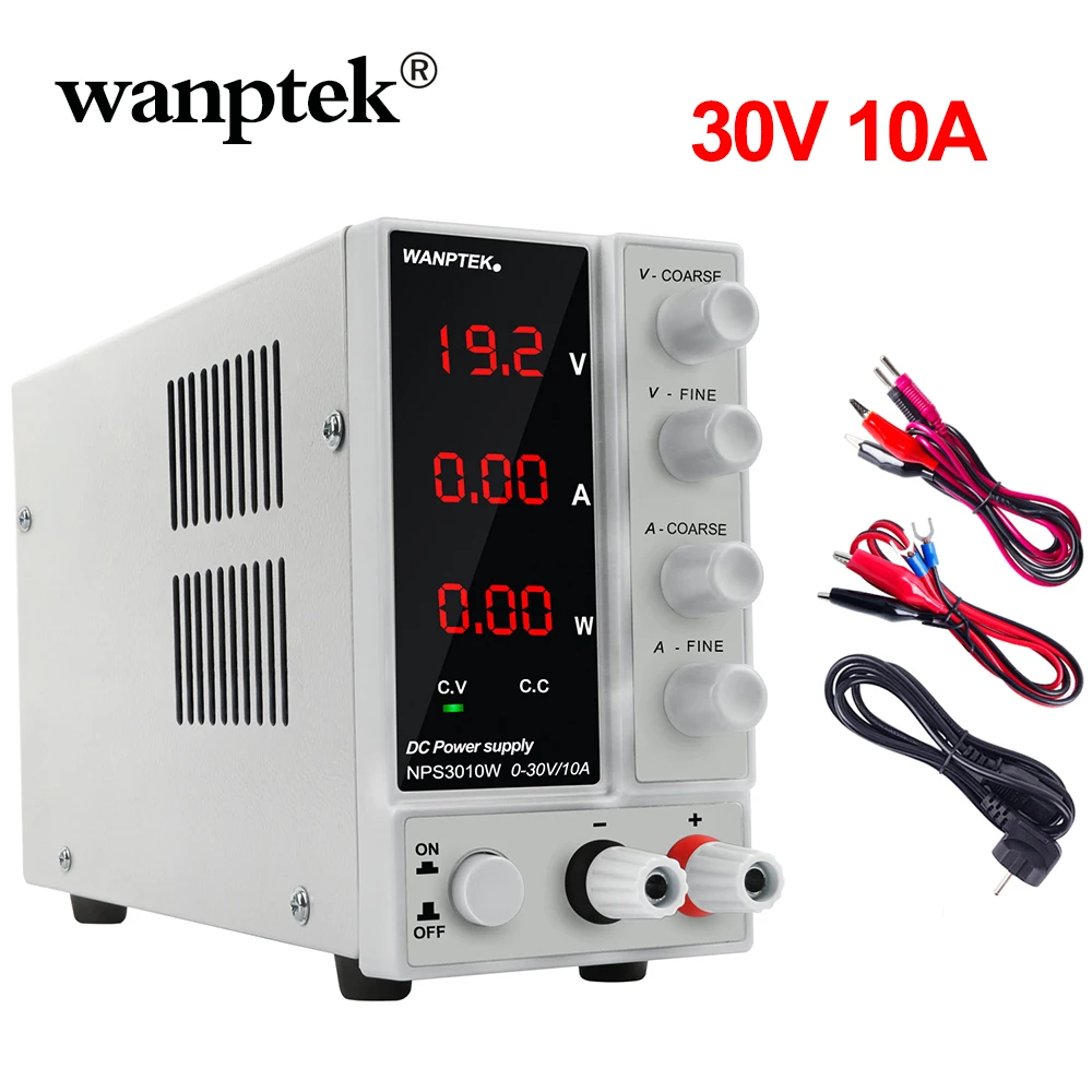

Wanptek Newest Switching LAb DC Power Supply 120V 30V 10A Professional Bench Mini Adjustable Digital Power Source regulable 30 v