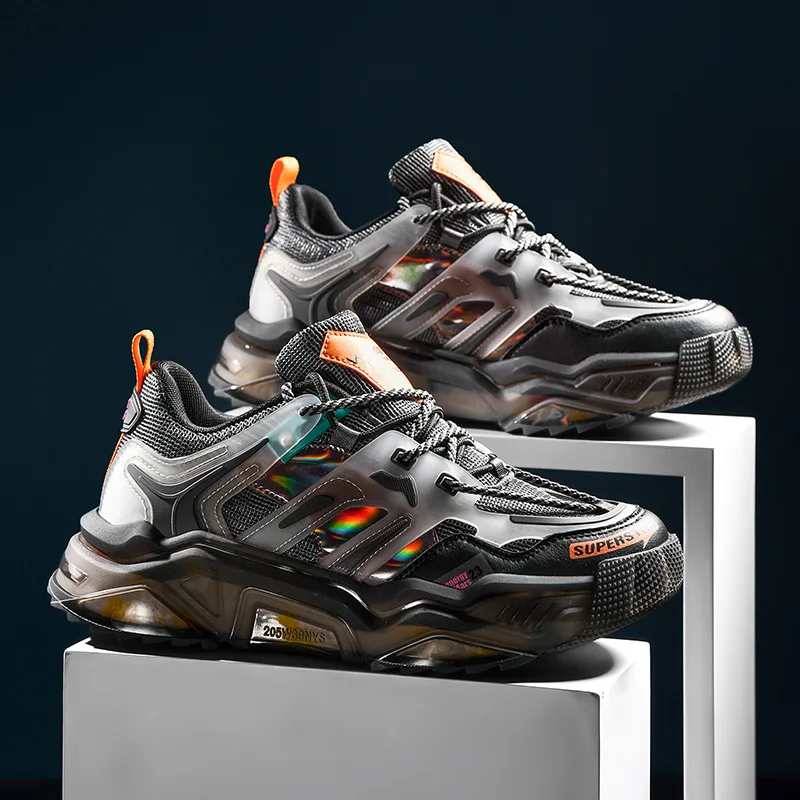 

Shoes men's 2020 hot sale transparent bottom trendy sneakers all-match lightweight casual shoes Korean comfortable mesh shoes