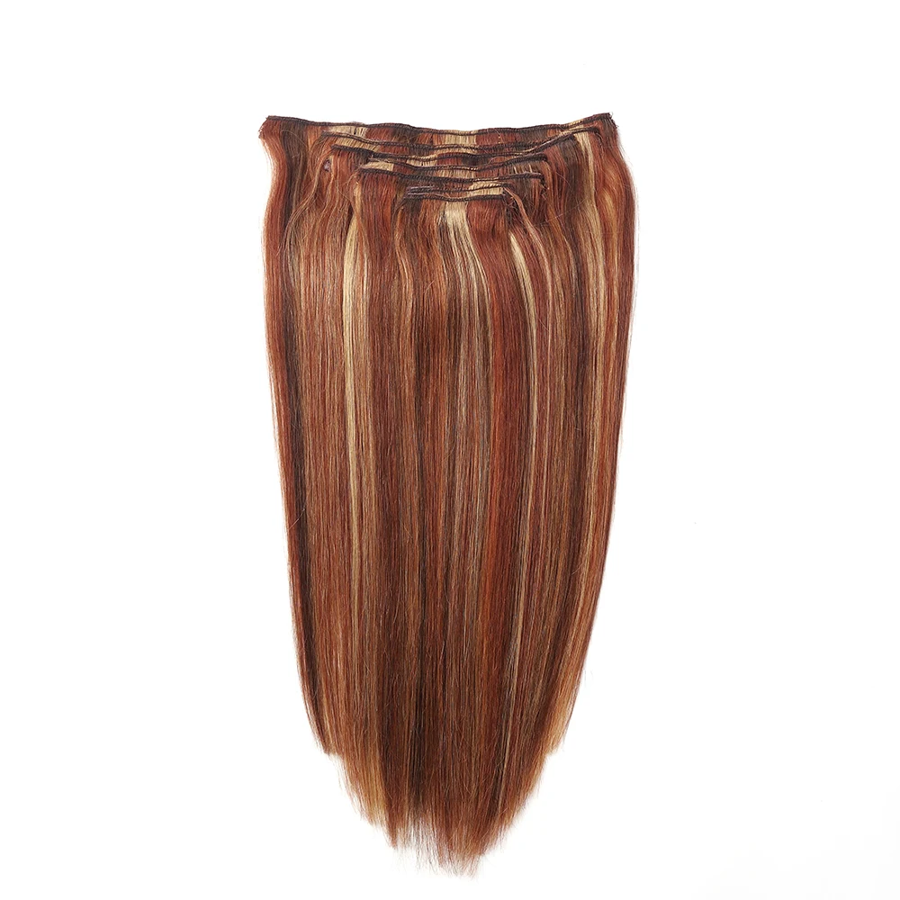 Sindra 7 шт./компл. 1"-24" Волосы remy прямые волосы для наращивания на заколках - Цвет: 6 27 30