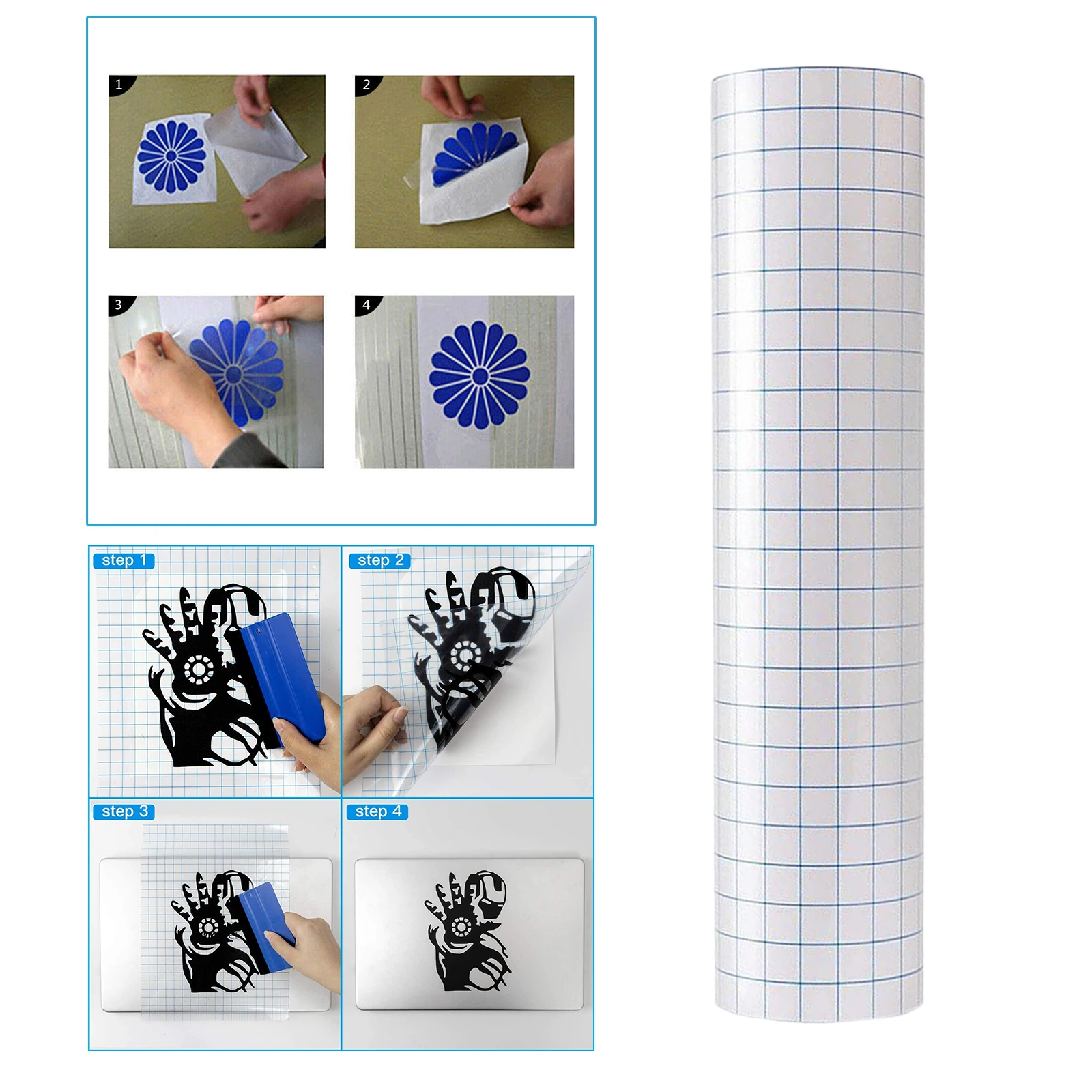 Clear Adhesive Vinyl Transfer Paper Tape Roll for Craft Decals Signs Windows Stickers