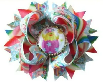 

200 LESSING Girl 4.5" Easter -B Hair Bow Clip Colorful Rabbit Chicken Egg Spring New