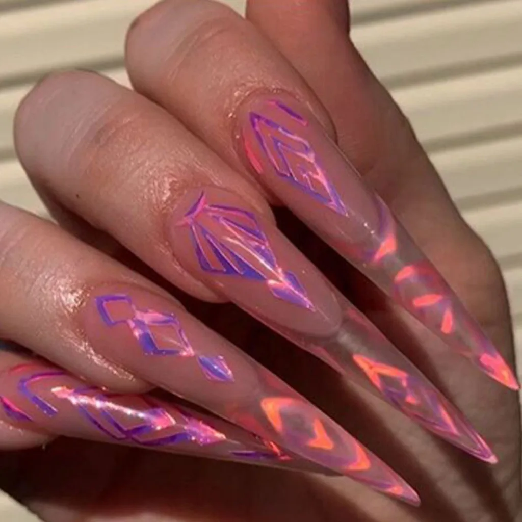 13PCS Nail Art Stickers Decoration Geometric Reflections Tape Adhesive Foils DIY Decoration Laser Nail Art Decal Sticker