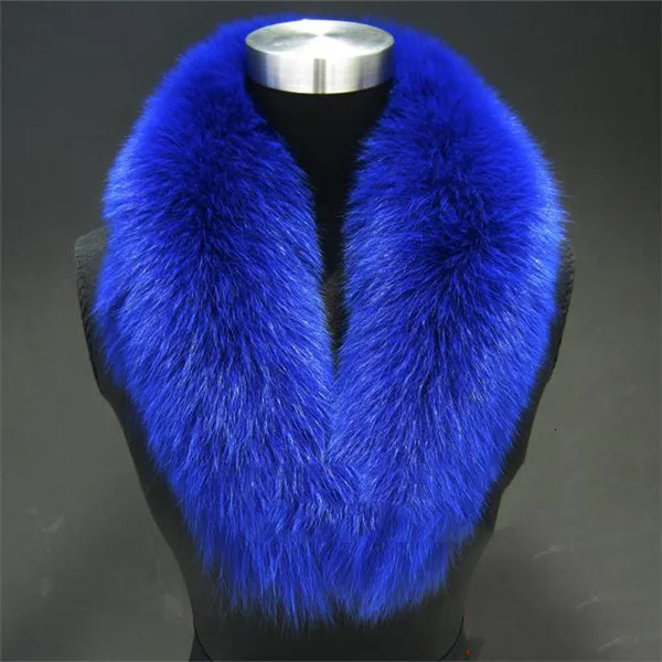 Натуральный цвет, шарф из енота, лисы, натуральный мех, зимние шарфы больших размеров, шаль для шеи, утеплитель, шарф с зажимами - Цвет: Blue