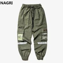 Мужские модные брюки карго, уличная одежда, мульти карманы, эластичная резинка на талии, 3м, светоотражающий трек, тактические мужские брюки для бега, брюки в стиле хип-хоп