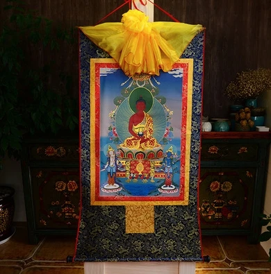 FYH 85*48 см 24 стиля Зеленая Тара четыре-armed Будда синий Thangka Скручивающиеся картины шелковая вышивка живопись - Цвет: 5