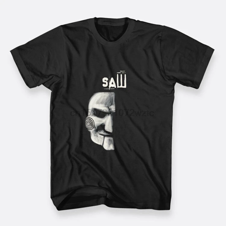 SAW Mask Horror Cotton Tees Sz S-3XL Black Men's T-shirts(1) | Мужская одежда