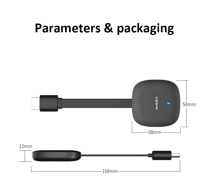 2020 2.4G + 5.8G 4K Wireless HDMI Wifi Display Receiver Mirror Screen Miracast Airplay Media Stream Android TV Stick HDTV Dongle