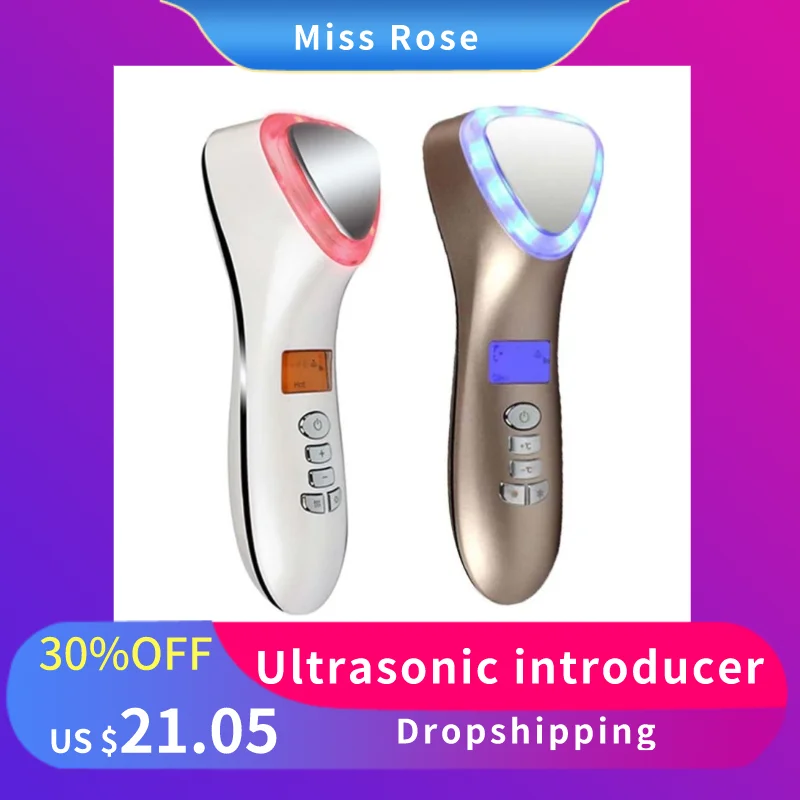 

Ultrasonic Hot Cold Therapy Sonic Vibration Facial Skin Care Essence Ion Introduction Beauty Instrument Face