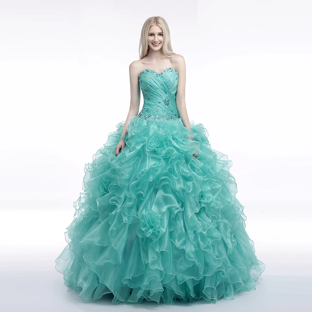 Picture Color Синие бальные платья Милая органза Vestidos De 15 Anos Сладкие 16 Платья Бальные Выпускные платья с бисером бандажные сзади - Цвет: Picture Color