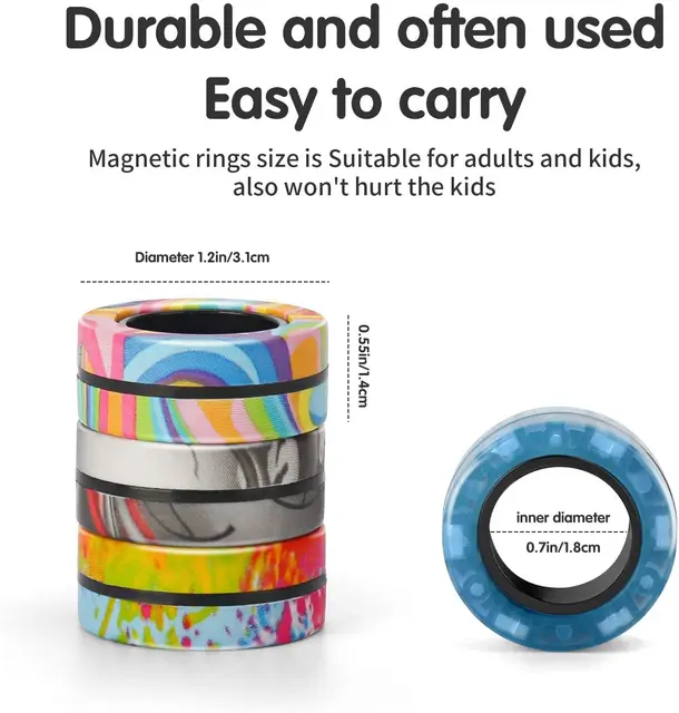 Magnetic Rings Fidget Toy Anti-Stress Magic RingTools Children Magnetic Ring Finger Spinner Ring Anxiety Relief Therapy Toys 3