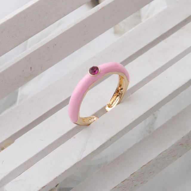 NeeFuWoFu Y2K Multicolor Enamel Dripping Oil Open Ring For Women, Adjustable  Gold Plated Chunky Finger Rings Party Jewelry Khaki