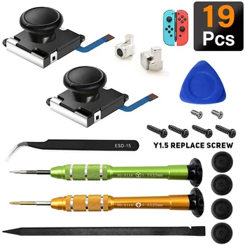 

19pcs/set 3D Replacement Joystick Analog Thumb Stick for Nintendo Switch Joy-Con Controller Screwdriver Repair Tools Kit