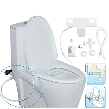 

Bidet Attachment Self Clean Nozzles Adjustable Water Spray NonElectric Mechanical Bidet Toilet Seat Attachment