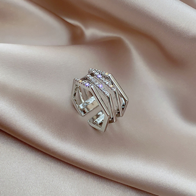 Sexy Zircon Open Rings For Women Trend Heart Pearl Wedding Party Adjustable Ring Girls Elegant Jewelry Gifts
