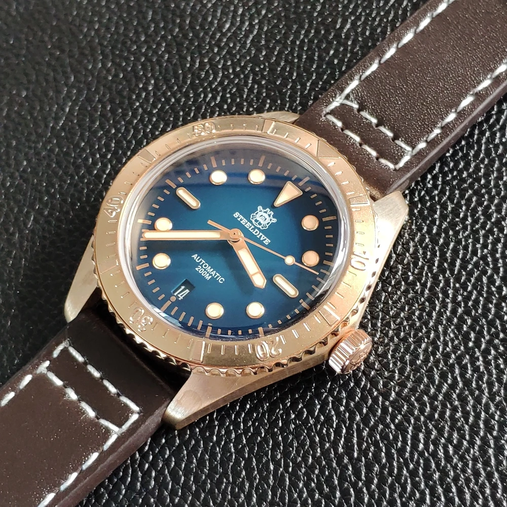 2020 Sports Watch Luxury Men's STEELDIVE Luminous Diving Swimming CUSN8 Bronze Sapphire Automatic Pilot's | Наручные часы