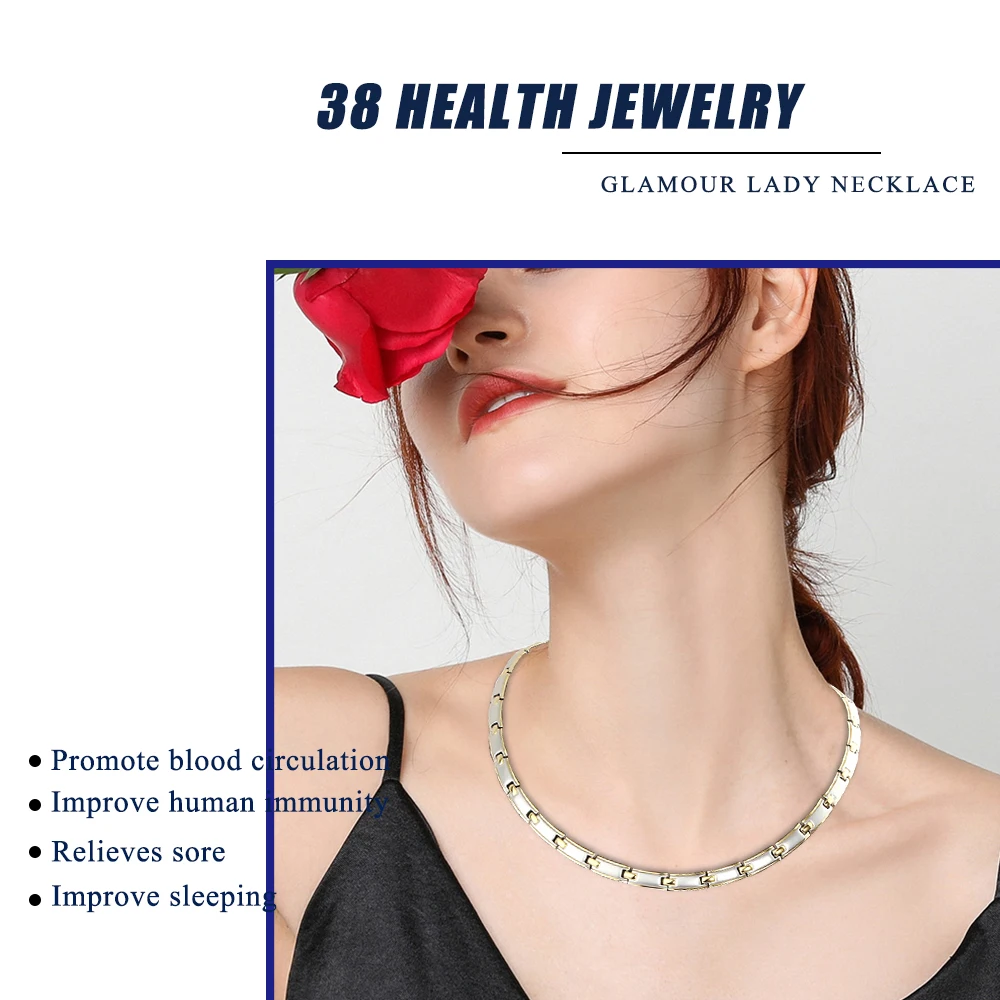 Magnetic Therapy Necklace Energy Gold Color Germanium Anion For man women Relieve neck pain | Украшения и аксессуары