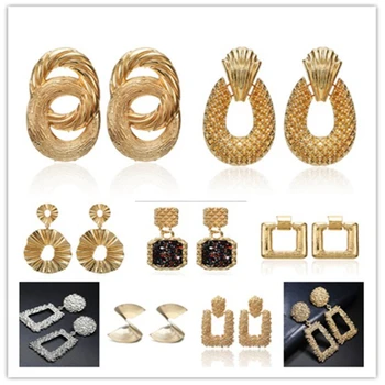 

2020 Vintage Earrings Large for Women Statement Earrings Geometric Gold Metal Pendant Earrings Trend Fashion Jewelry