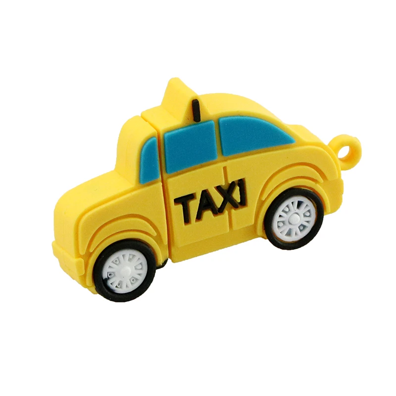 Cartoon Car U Disk flash pen-drive Silicone Cute Taxi 256GB 128GB 16 64 32 8 4 256 gb Pendrive Memory Stick USB2.0 Creative Gift