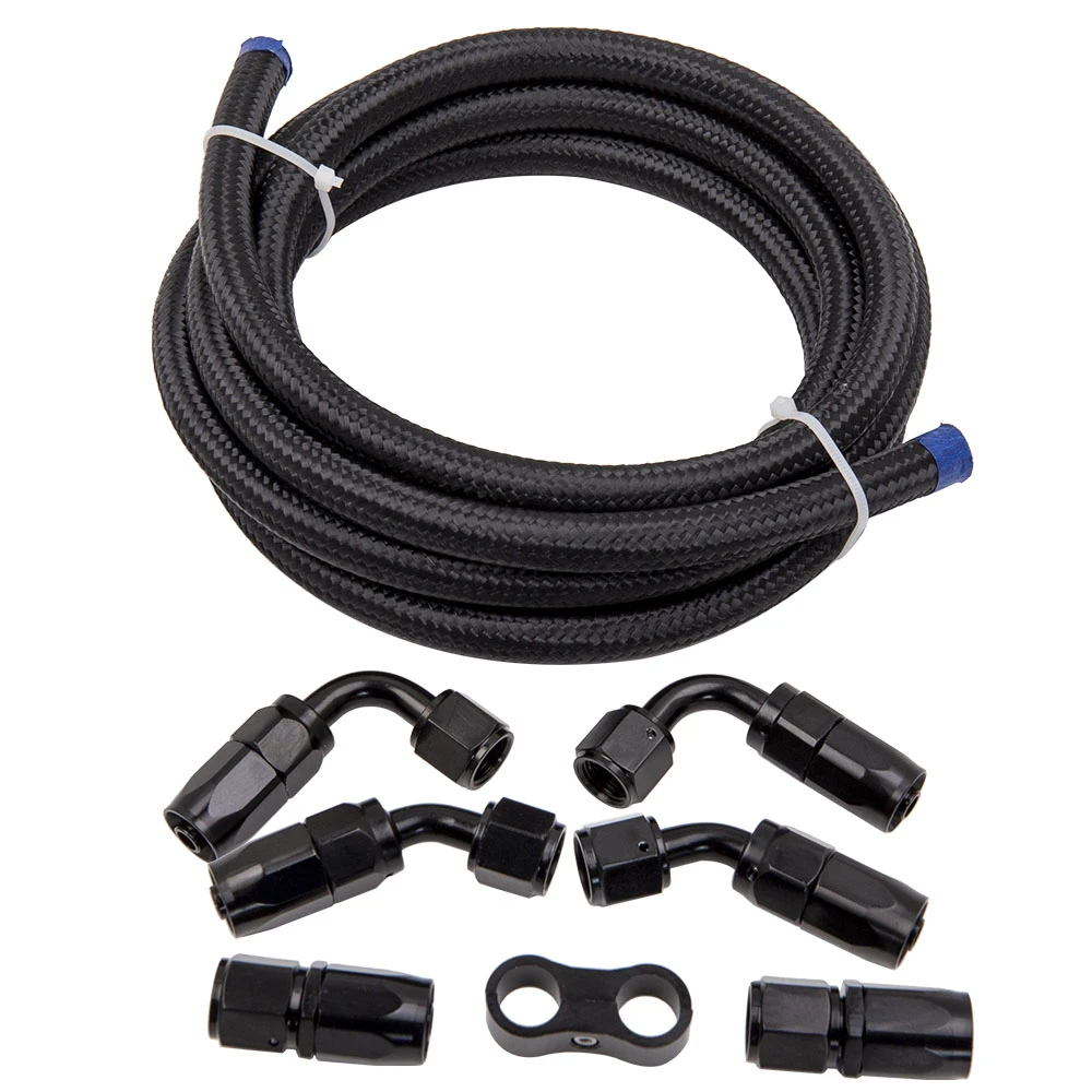 3/8 Fuel Line Braided 6AN Oil/Gas/Fuel Hose End Fitting Hose Separator Clamp Kit