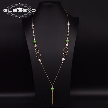 

GLSEEVO Natural Stone Baroque Pearl Tassel Necklace & Pendants Women Accessories Girl Wedding Gifts Luxury Custom Jewlery GN0186