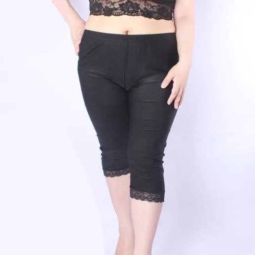 Deporte Women Pants Oversized Women Sportswear Clothing Calf-length Fitness black Push Up Femme Pencil Trousers M439 - Color: black with lace