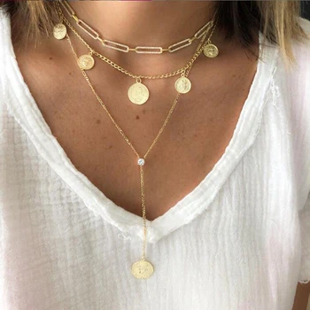 

Iced out bling cz unique women jewelry Gold filled micro pave cz safety pin open link chain choker necklace 32+10cm sexy layered