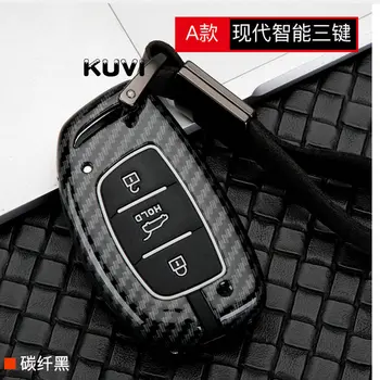 

Carbon fiber Alloy+Silicone Car Remote Smart Key Case Fob Cover For Hyundai i10 i20 i30 HB20 IX25 IX35 IX45 key Car styling
