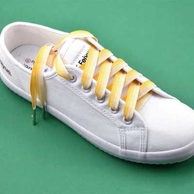 Градиент Полосатый шнурок 1,0 см Широкий для женщин белые парусиновые туфли розовый цвет Сатиновые туфли на шнурках - Цвет: Gradient yellow