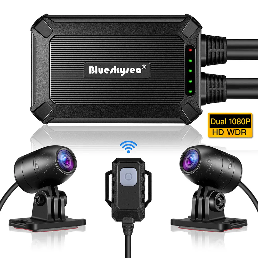 

Blueskysea B1M MINI WiFi Motorcycle Dash Cam Dual HD 1080P No Screen Safe Driving 135 Wide Angle IP67 Waterproof Dash Camera