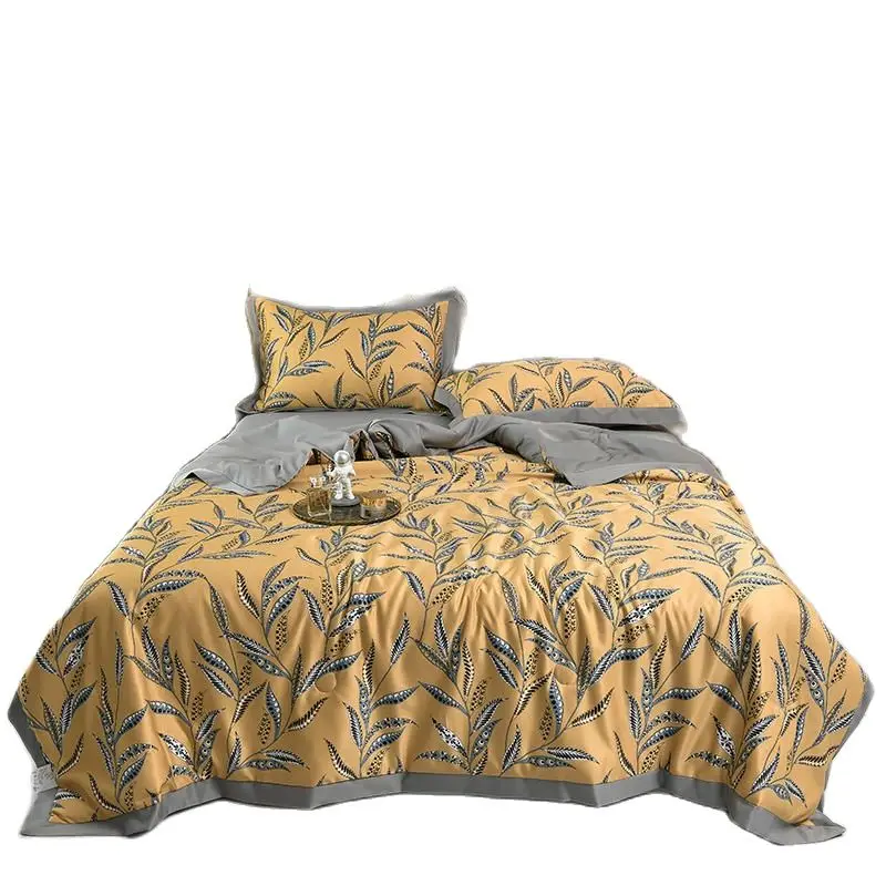 

New Luxury Quilt Single Queen Blanket Household Bedding Set Golden Comforter