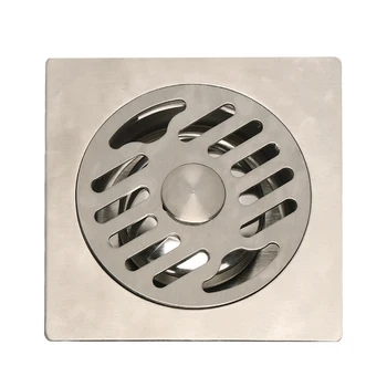 

(15X15) Ordinary Single Floor Drain Brushed 304 Stainless Steel Reversible Tile Insert Flat Grate and Threaded Adaptor